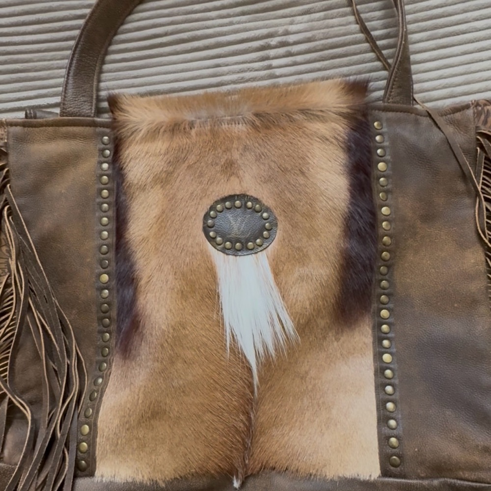 Exotic Upcycled Stella Tote with Fringe - Picture 6 of 10